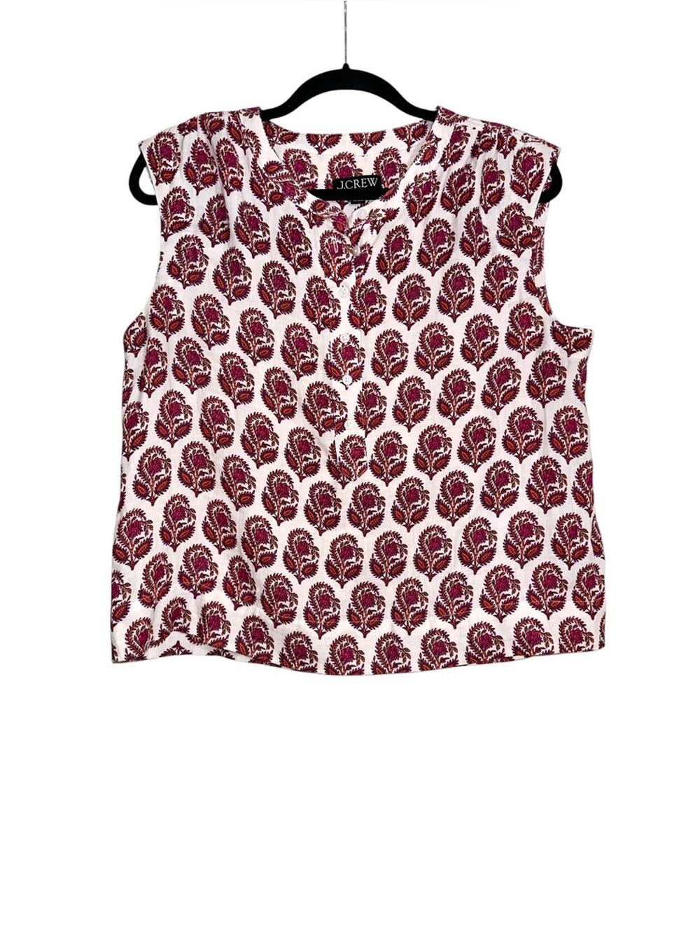 J. Crew Cora Soft Gauze Sleeveless Printed Top SMALL in Bouquet Block Print